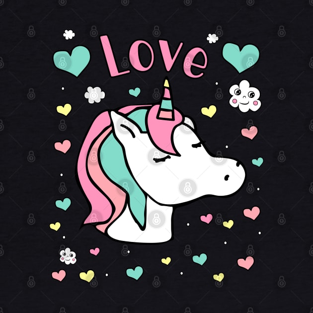 Love Pastel Heart Unicorn by FruitflyPie